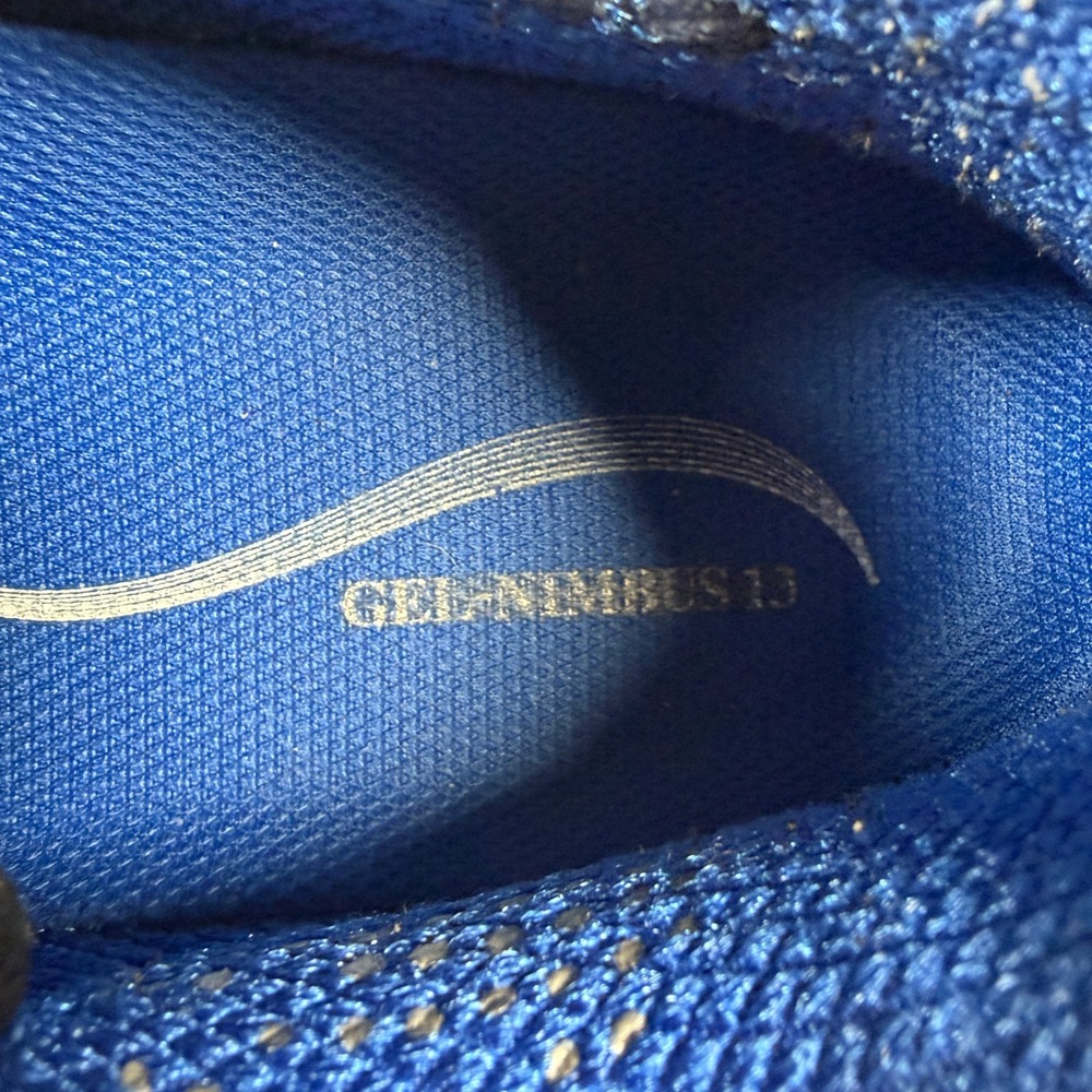 Asics Gel-Nimbus 13 Mens Running Shoes White‎ Blue Black Sneakers T134N - Picture 13 of 16